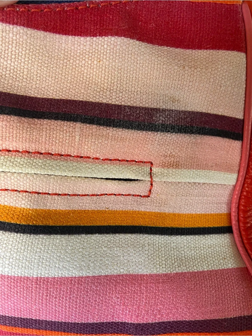 Kate Spade Cobble Hill Mylie Hobo Bag Striped Linen Leather Multicolor